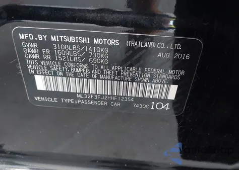 2017 Mitsubishi Mirage G4 Es из США, поврежденный, VIN ML32F3FJ2HHF12354